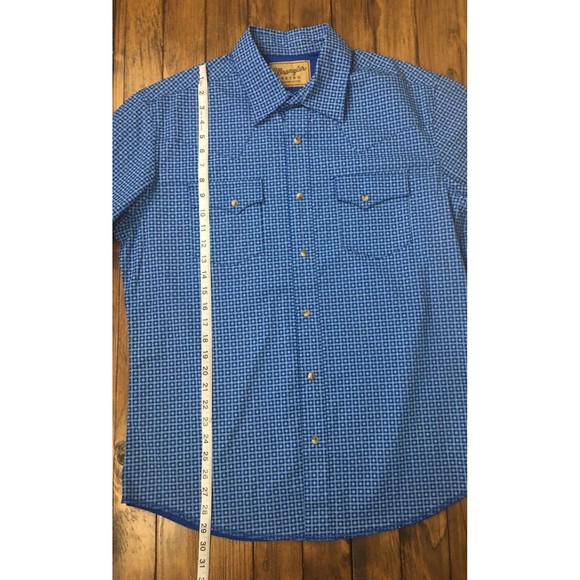 EUC Wrangler Retro Mens Diamond Floral Short Sleeve Pearl Snap Shirt size Large - Picture 12 of 12